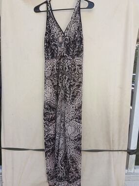 Angie Black and White Paisley Maxi Dress